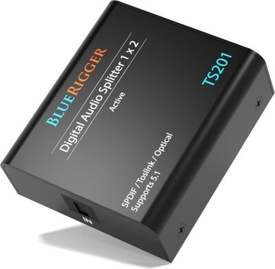 BlueRigger TS201 Digital Optical Audio Splitter 1x3 Toslink/Optical Supports 5.1