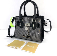 Michael Kors Bag Crystal Embellished Denim Satchel Black Silver Extra Small  B2C