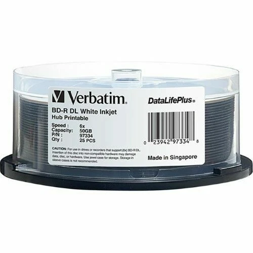 10 VERBATIM 6X Blu-Ray BD-R DL Dual Layer 50GB White Inkjet Printable in Sleeve - Image 3 of 4
