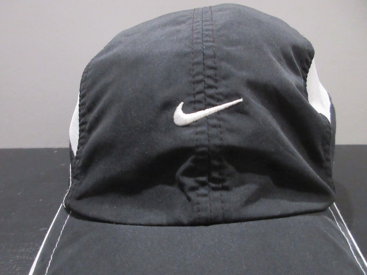 VINTAGE Nike Hat Cap Strap Back Black White Panel