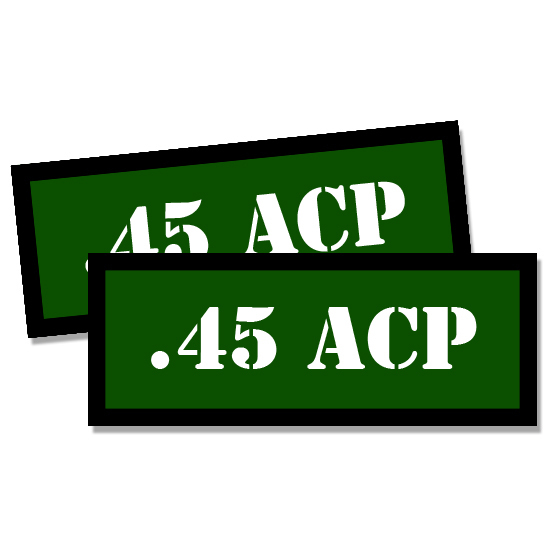 45 ACP Ammo Can GREEN Stickers 2x .45 Ammunition Gun Case Labels Decals 2 pack