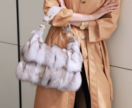 Neu echt echt Fuchspelz Pathwork Handtaschen Tasche Echtfell Handtasche Damen - Bild 32 von 35