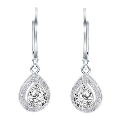 Cate & Chloe Izzy 18k White Gold Plated Drop Earrings with Simulated Diamond Cry