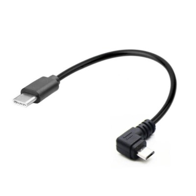 Abgewinkeltes microUSB-Kabel Ladekabel Datenkabel USB Typ C auf micro USB  20 cm
