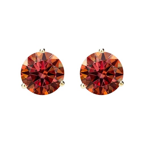 14K Gold GRA CertifiedD-VVS1 Watermelon Red Moissanite ScrewBack Stud Earrings - Picture 3 of 14