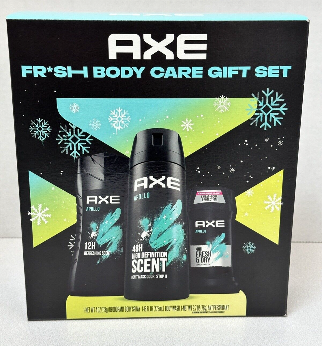 AXE Apollo Men's piece Gift Set Body Spray, Deodorant, Body Wash