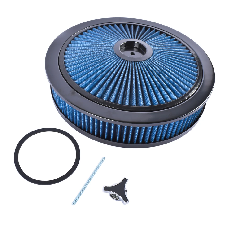 Juego de purificador de aire azul 14" x 3" Super Flow lavable azul extraflow para Chevy Ford Foto 2 de 4