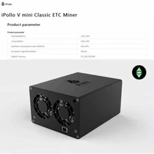 New iPollo V1 Mini Classic 130 MHs WIFI ASIC Crypto Miner W PSU ETC *LOW WATTS* 