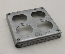 New Raco 4" Square 2 Duplex Receptacle Cover (Lot of 4)