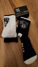 Rock Em Brooklyn Nets Mens NBA Team Black White Quarter Crew Length Socks LXL