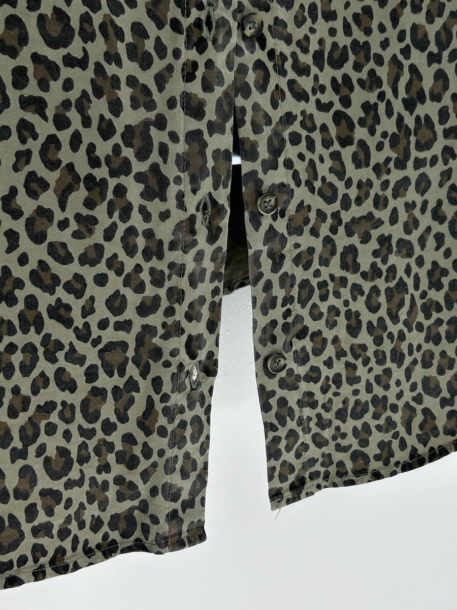 シャツ HUECLOSET Grunge Leopard Shirt 25KERO159 7982 Leopard Shirt Women Long Sleeve Turn-down Collar