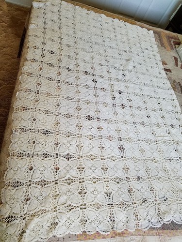 Vintage handgehäkelte Ananas Rechteck Tischdecke 80" x 60" - Bild 5 von 8
