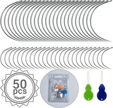 50 PCS Curved Needles, Curved Sewing Needles for Leather Projects Carpet or Canv