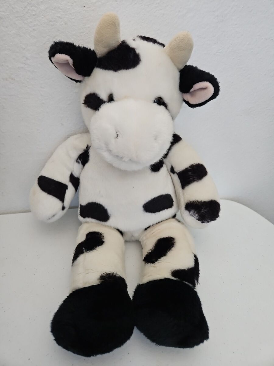 ウェッジウッド ホワイトポーセリン Bulls&Bears 雄牛と熊 置物 Build a Bear Holstein Bovine Black White Cow Retired Plush