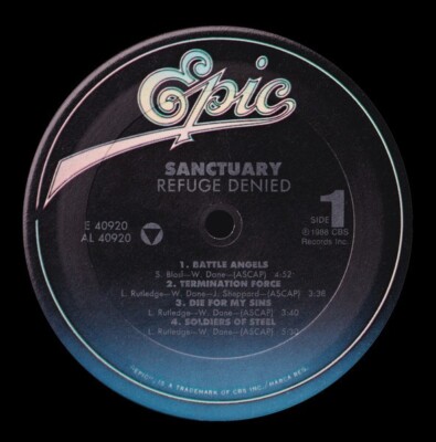 Sanctuary / Refuge Denied 1988 US Original LP Vinyl Epic Records