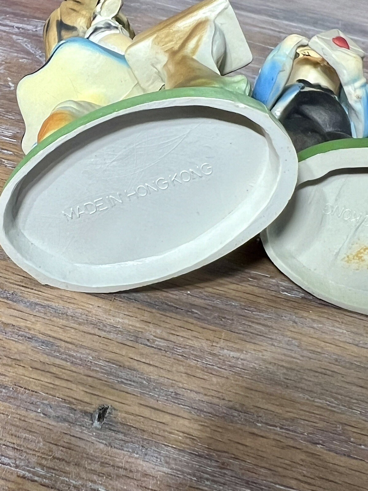 Valentine Figurines Boy and Girl Holding a Love Letter Heart Vintage