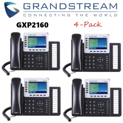 4 Grandstream GXP2160 Enterprise IP Desk Phone 6-Line 4 Color Display Gigabit