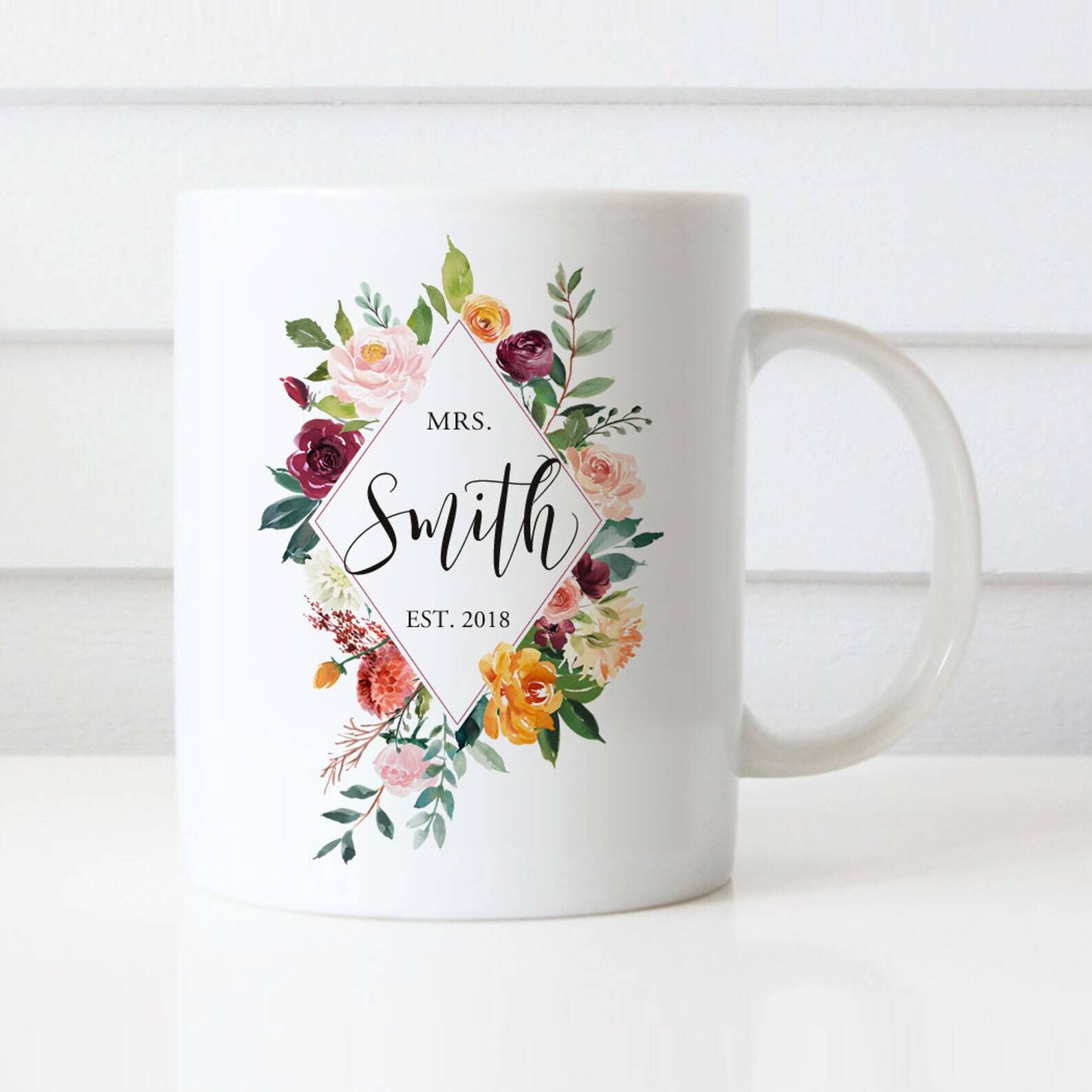 Mrs Mugs Wedding Gift Personalized Wedding Mugs Engagement Gift Coffee Mugs