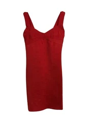 Wow Couture sexy Women bodycon red dress stretch sleeveless v neck 