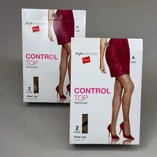 HANES (2 PACK, 2 PAIRS EACH ) Essentials Control Top Pantyhose Women's Sz A Nude
