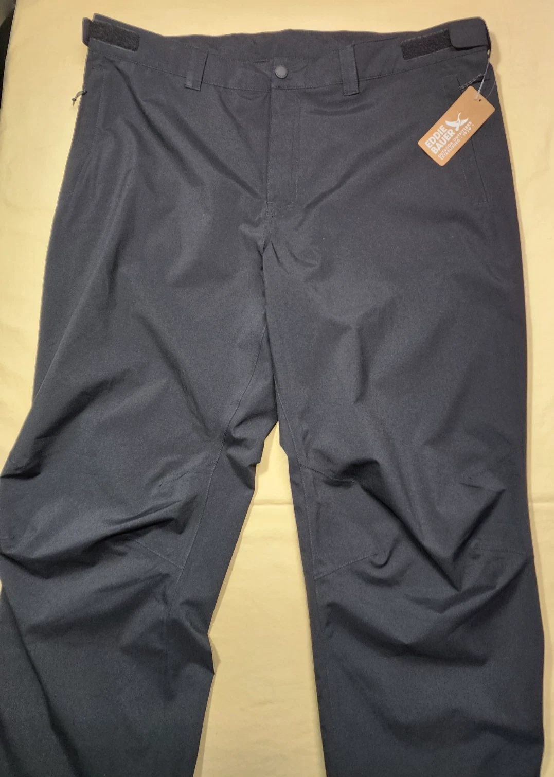 Eddie Bauer Mt Cloud Cap Rain Pants Men's Medium XL Black Elastic Waist NWT
