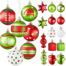 42pcs Christmas Balls Ornaments Set - Red and Green Christmas Ornaments Assor...