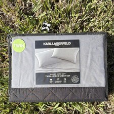 Karl Lagerfeld Paris Twin 4 Piece Super Soft Microfiber Sheet Set Gray
