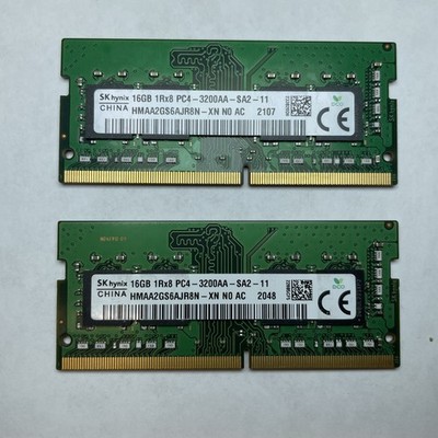 Lot of 2 SK Hynix HMAA2GS6AJR8N-XN 16GB DDR4 PC4-3200AA 1Rx8 Laptop SODIMM RAM