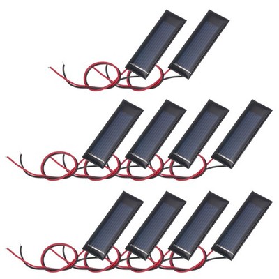 10 Stück 0,5V 0,08W Mini Solarpanel für 160mA mit Kabel 53x18mm