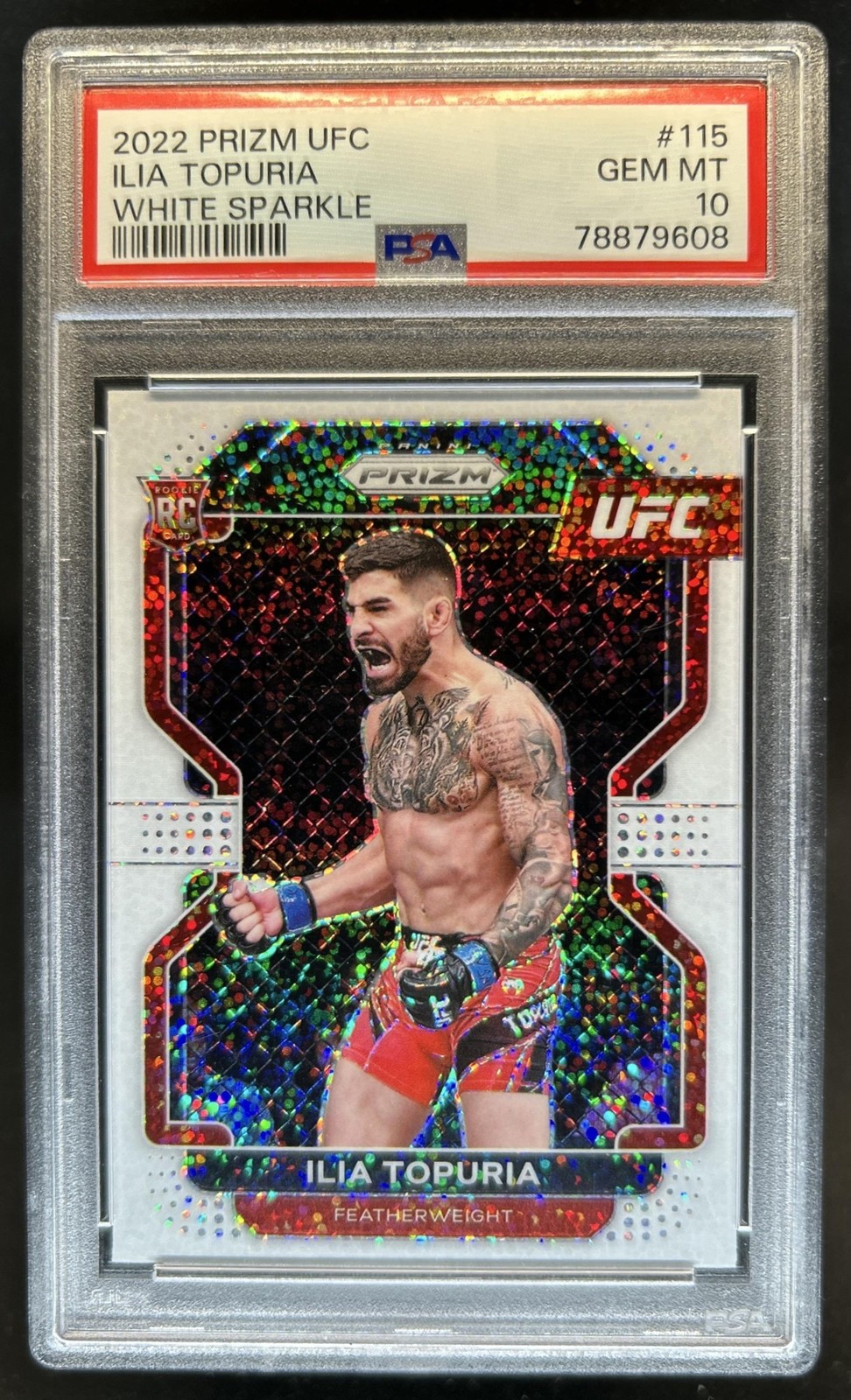 2022 Panini Prizm UFC Ilia Topuria RC White Sparkle SSP Rookie #115 PSA 10