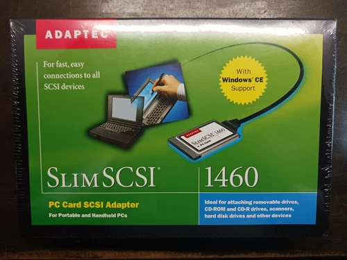 Adaptec SlimSCSI 1460 PCMCIA SCSI Adapter PC Card Kit APA-1460D Sealed NIB