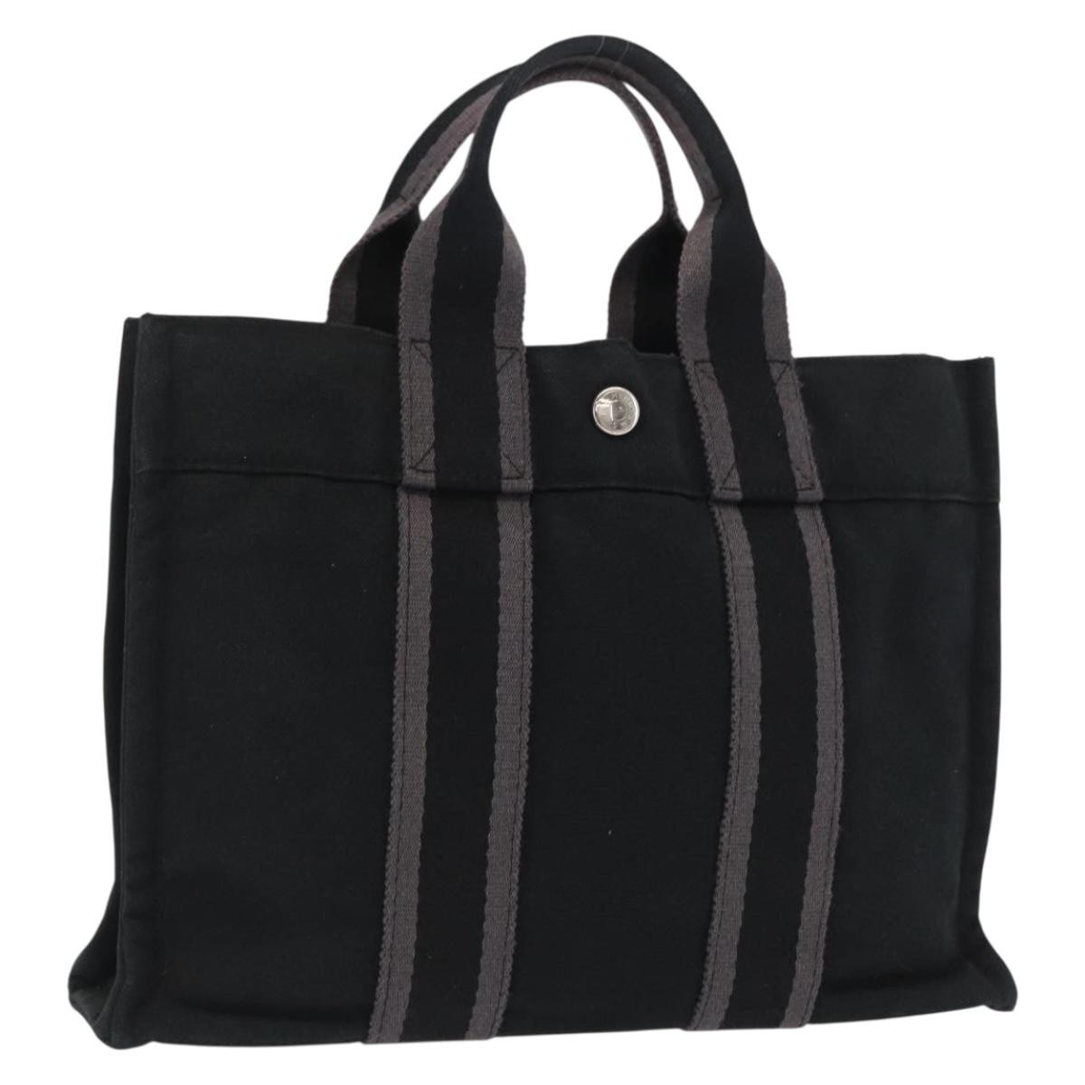 Borsa a mano HERMES Fourre Tout PM tela nero argento originale BA10266