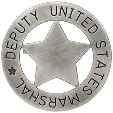 United States Deputy Marshal Cowboy Western Sherif Badge *FULL METAL*