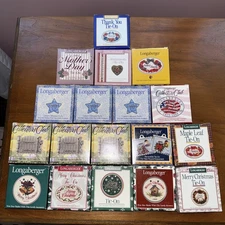 Lot 18 Longaberger Basket Tie-Ons Metal Cottage Sweetheart Thank You Christmas