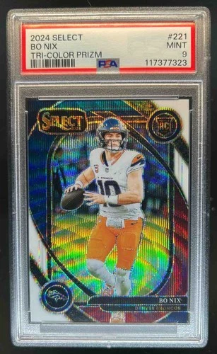 2024 Select Bo Nix Club Tri-Color Prizm RC #/149 Broncos PSA 9
