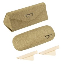 Linen Fabric Sunglasses Organizer, 2Pcs Eyeglass Cases, Light Brown