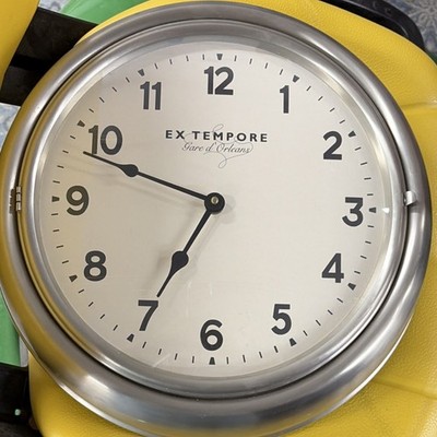 Restoration Hardware 14  EX TEMPORE Gare d  Orleans Railroad Clock Pewter Finish