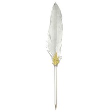 Feather Ballpoint Pens Bulk, Black Ink Quill Writing Pens, Silver