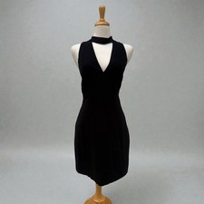 Amanda Uprichard Mini Dress Lg Black LBD Deep V Choker Sleeveless Glam Cocktail