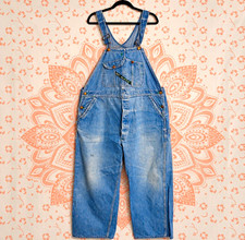 Vintage KEY Imperial Denim Bib Overalls Faded Distressed Grunge Workwear