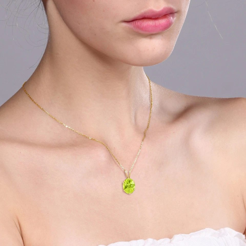 1.35 Ct Oval Shape Yellow Lemon Quartz 18K Yellow Gold Plated Silver Pendant - Image 3 of 4