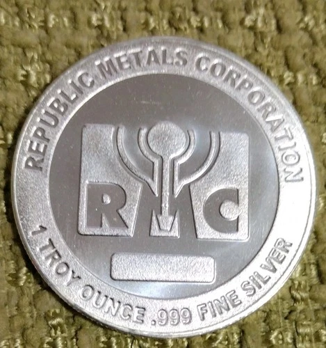 Republic Metals Corporation 1 oz .999 Fine Silver Round, Sealed Holder/Capsule
