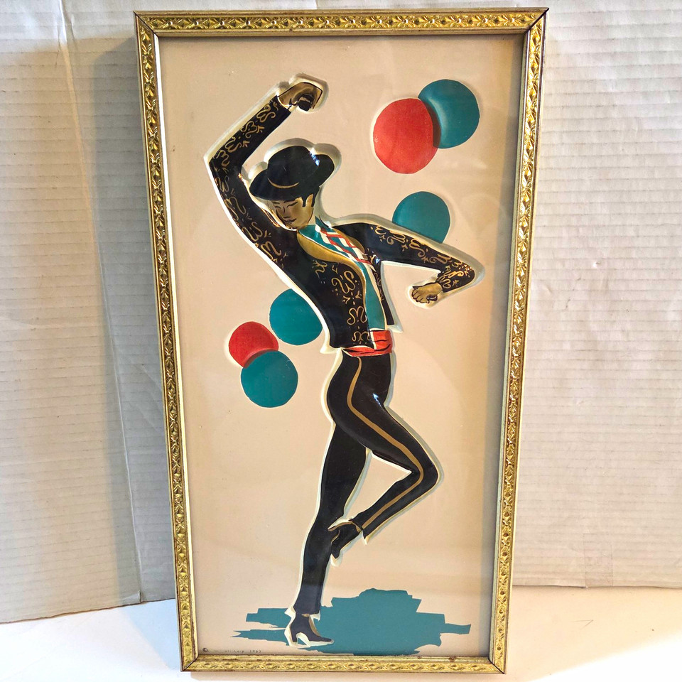 Vintage 1963 Metalcraft Corp Flamenco Dancer Wall Art Mid Century Modern MCM