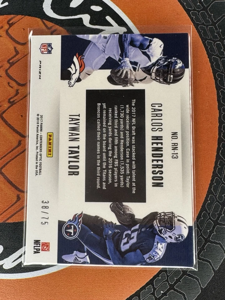 2017 Panini Contenders Optic Round Numbers #13 Carlos Henderson Taywan Taylor/75 - Image 2 of 2