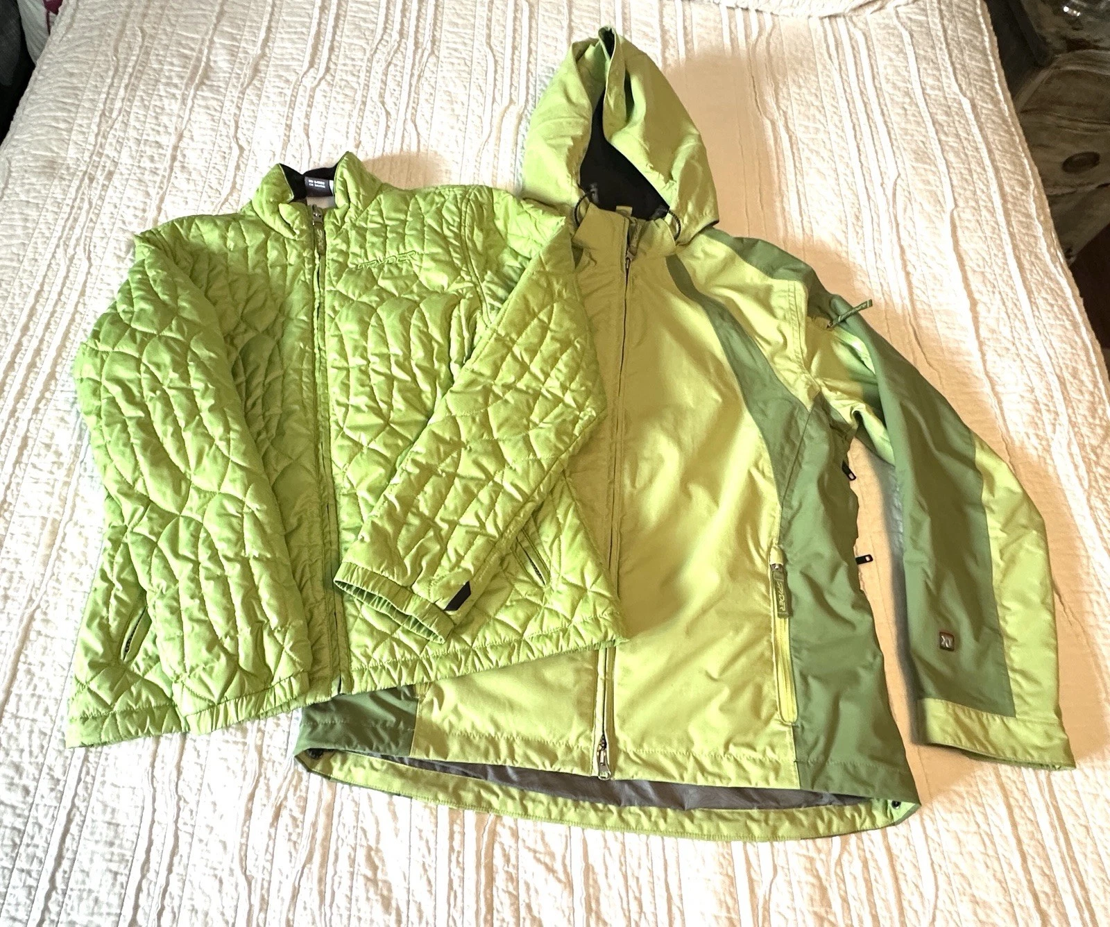 Spyder Women's 3-in-1 Shell & Puffer Ski Snowboard Hooded Jacket Sz 12 EUC