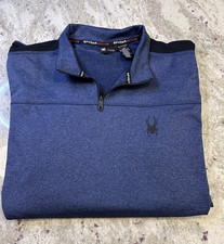 Spyder Active Mens Blue L/G 1/4 Zip Mock Neck...