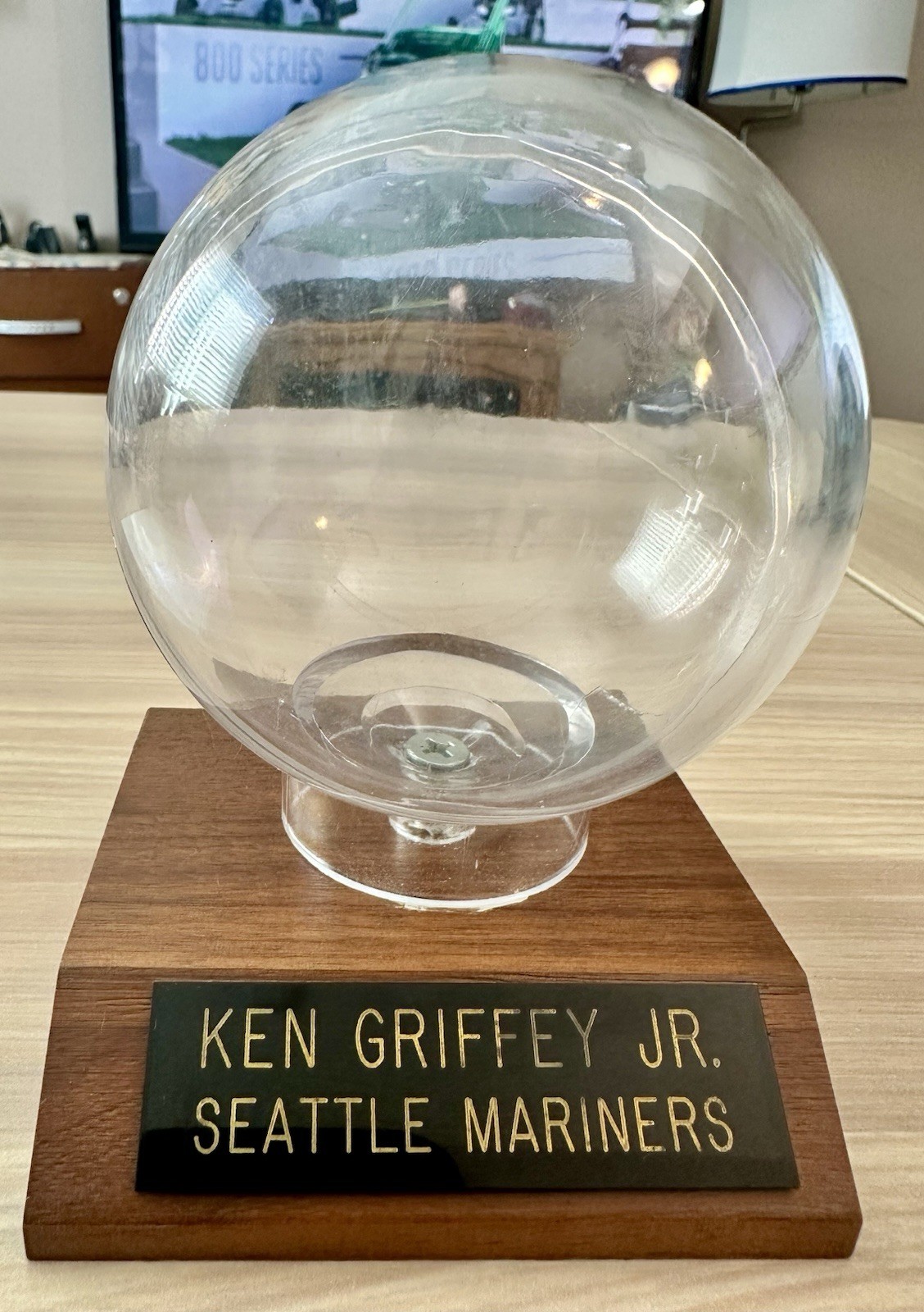 Ken Griffey Jr Ultra Pro Light Wood Baseball Display Case with M's Nameplate-image