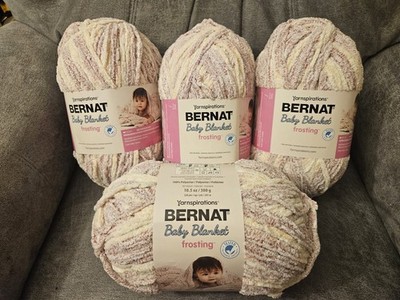 Lot of 4 Bernat Baby Blankets Frosting Very Berry 880 Yards Total 