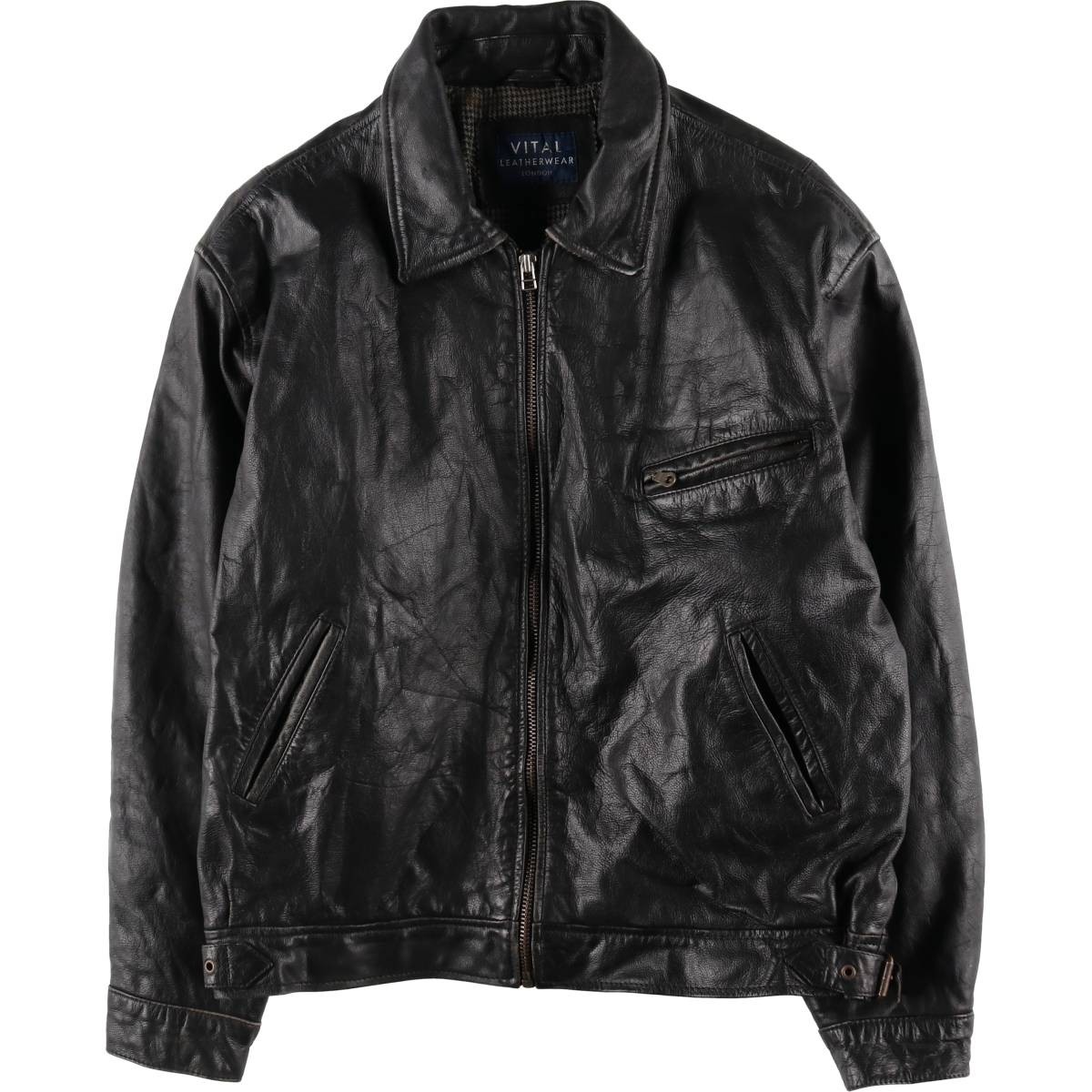 ジャケット・アウター old londo fog leather wool blouson black London Fog, Men's, Vintage, Leather 3/4 Length Coat / Jacket