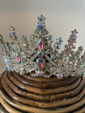 Tiara Crown Women  s OS Silver W Pastel Tinted Stones Wedding Prom Quinceanera